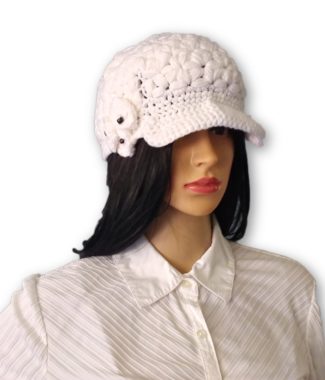 White Jasmine Stitch Crochet Hat – Handmade Women’s Beanie