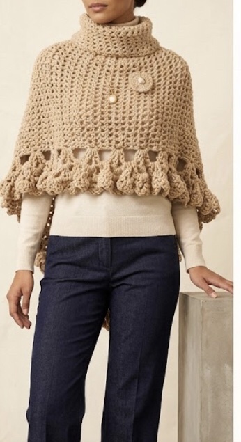 Women's Knitted Brown Poncho - Image 2