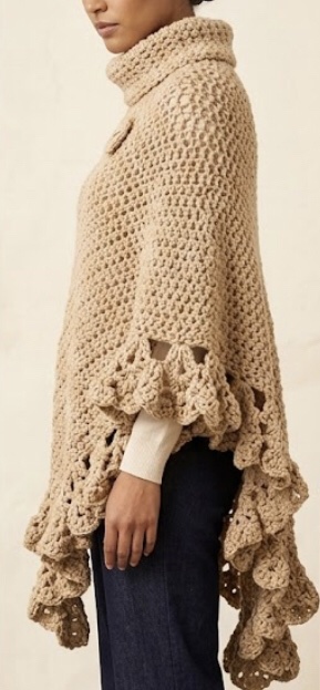 Women's Knitted Brown Poncho
