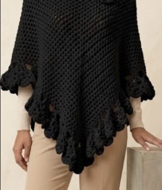 Women’s Knitted Black Poncho
