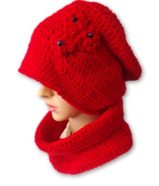Beautiful Crochet Red Hat and Scarf Set