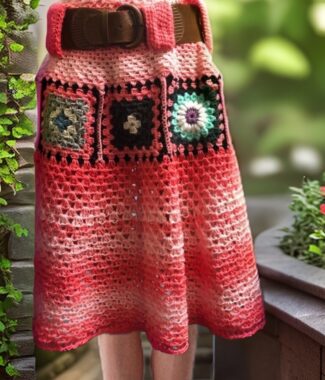XL Granny Square Skirt – Colorful Handmade Crochet Skirt for Plus Size Women