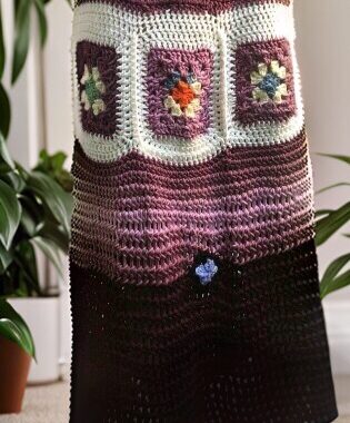 Handmade crochet skirt size XL with colorful granny squares