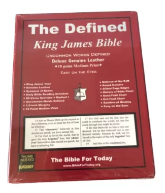 The Defined King James Bible: Luxury Burgundy Genuine Leather Edition (10pt Medium Print)