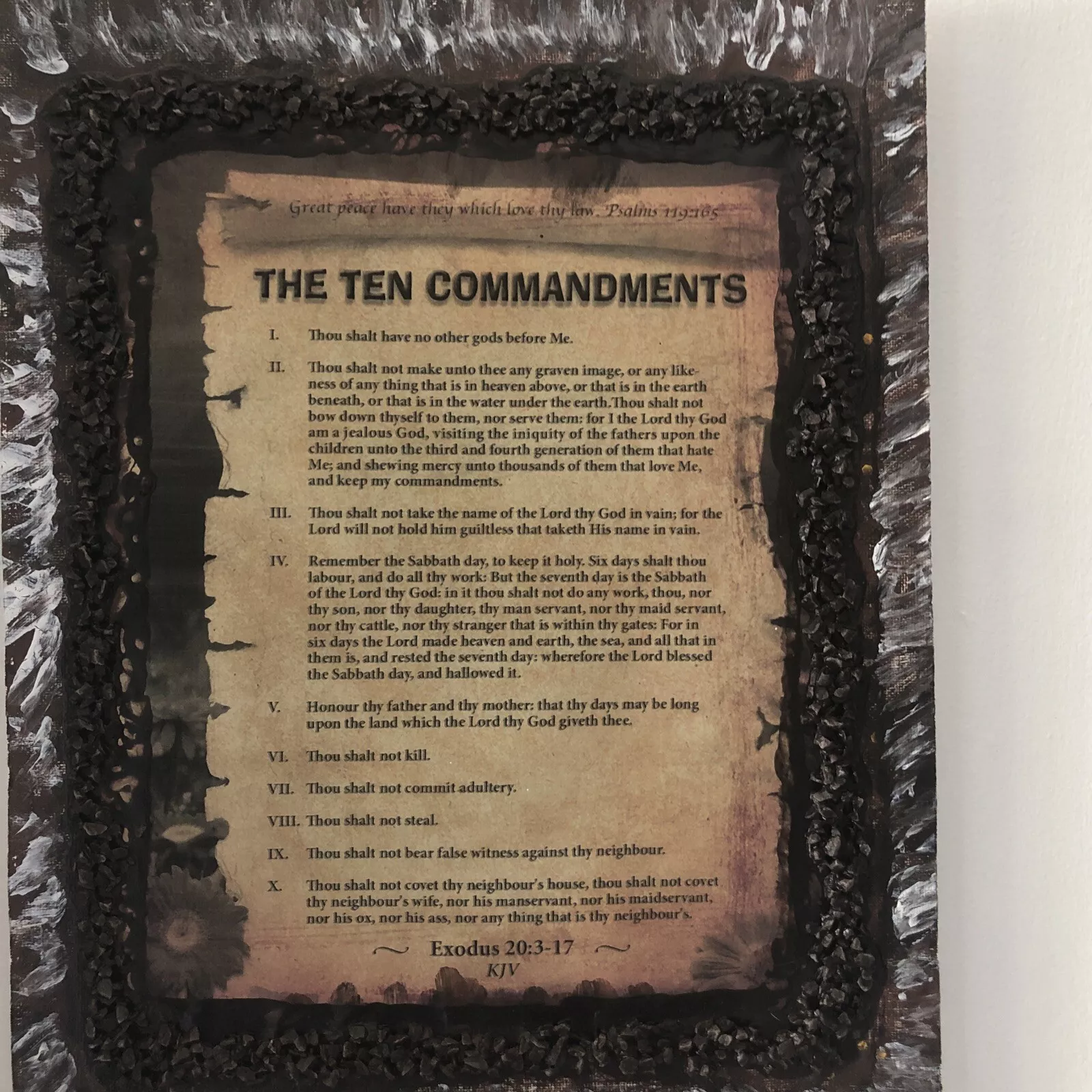 Ten Commandments Wall Art – Handmade Christian Canvas 11x14 – Unique Faith Gift