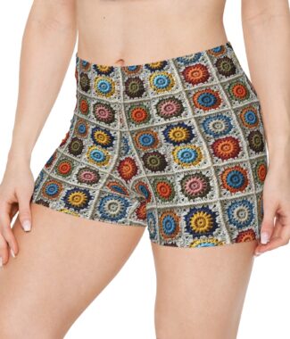 Tadiarlli Sunburst Crochet-Aesthetic Shorts - Retro Boho Series